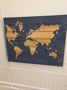 Michaels Wooden World Map Wall Art in Blue and Natural Wood
